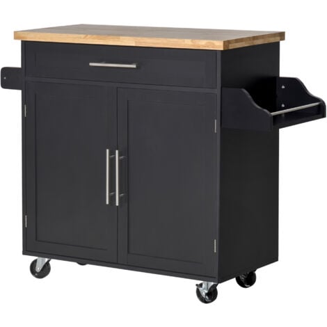 Homcom Carrello da Cucina Classico 2 Cassetti in Legno 88.5x40x86cm