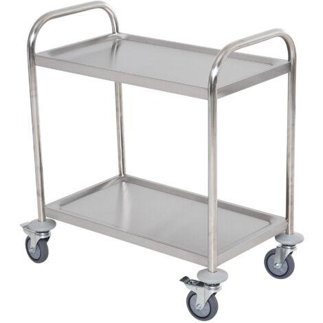 HOMCOM Carrello da Cucina con Ruote 2 Ripiani in Acciaio Inox 80x45x82cm