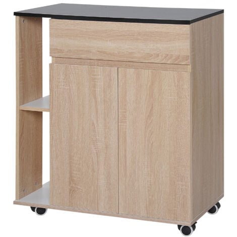 HOMCOM Carrello da Cucina a 3 Ripiani con Vassoio Rimovibile e Ruote  Girevoli, Carrellino per Cucina in Stile Industriale 72x40x86cm, Legno e  Nero