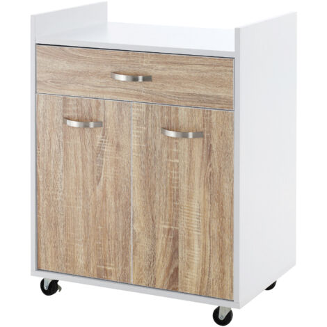 HOMCOM Carrello da Cucina Portavivande e Microonde in Legno con Armadietto