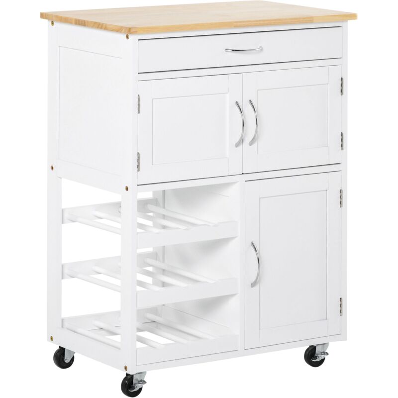 Carrellino Per Cucina In Legno Bianco Carrello Portavivande Salvasp...