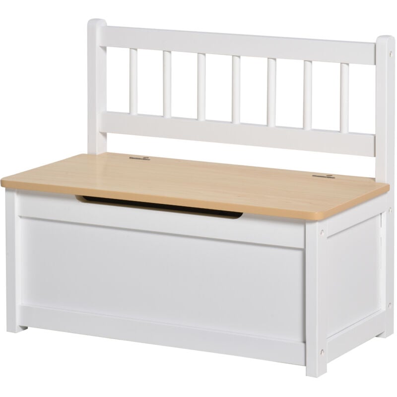 Cassapanca in Legno 2 in 1 per Bambini con Schienale Alto Bianco - Homcom