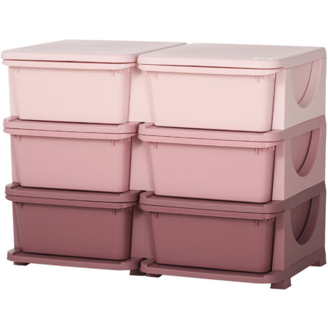 HOMCOM Cassettiera Colorata per Bambini con Bordi Arrotondati in PP Rosa