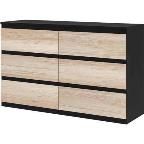 Cassettiera con 6 cassetti, credenza in legno, cassettiera con manici in metallo, per camera da letto, soggiorno con molto spazio, dimensioni: B120 x 76,5 x 40 cm