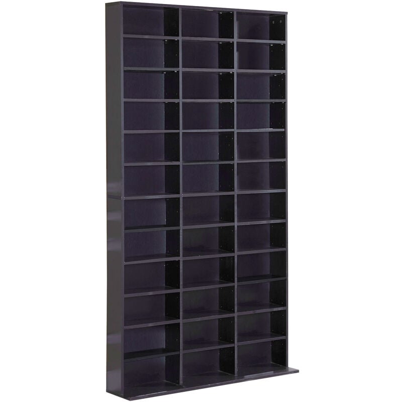 Homcom - cd dvd Media Storage Shelves Display Shelf Racks Wooden Frame Black