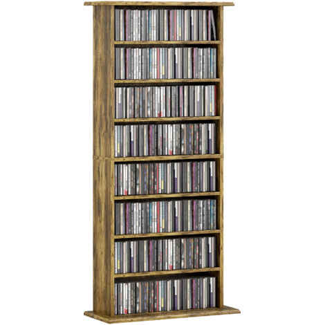 Cd Stack Shelf HOMCOM CD DVD Media Storage Shelves Display Shelf Racks Wooden Frame White