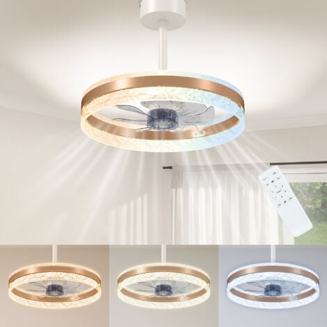 HOMCOM Ceiling Fan Light with 3 Colour, Timer, Reversible, Remote, Gold