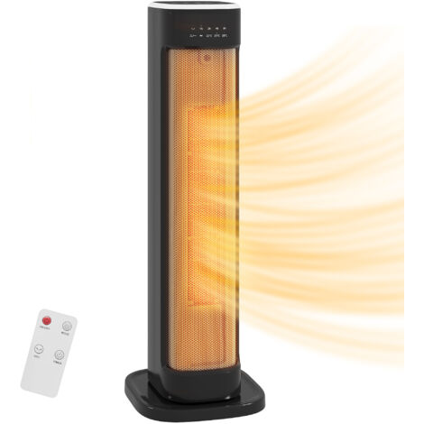 HOMCOM Ceramic Electric Heater, 2000W Space Heater with Timer, Black