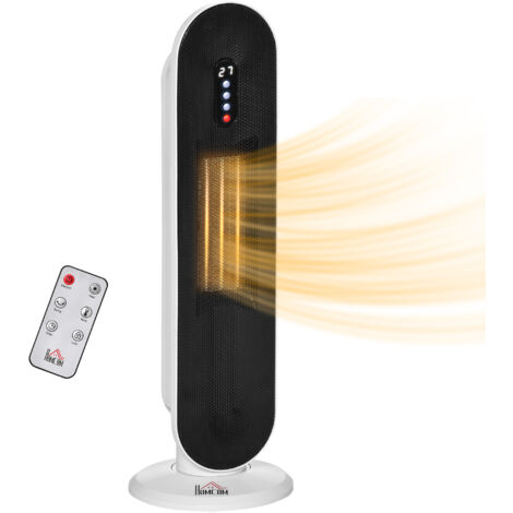 HOMCOM Ceramic Space Heater Tower Heater W/ 45° Oscillation, White