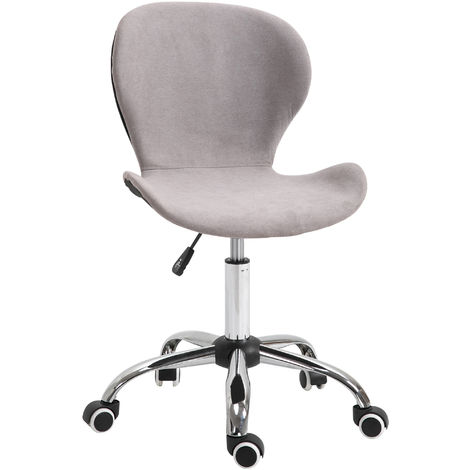 HOMCOM Chaise de bureau design contemporain hauteur réglable pivotant 360° piètement chromé velours gris - Gris
