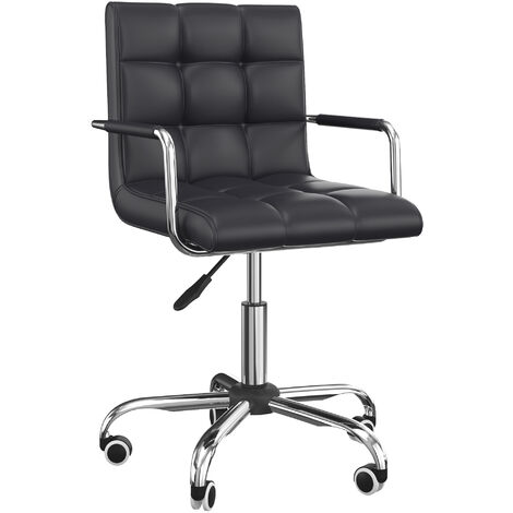 HOMCOM Chaise de bureau fauteuil manager pivotant hauteur réglable revêtement synthétique capitonné noir