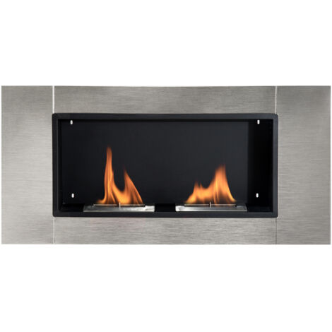 Homcom – Cheminée bioéthanol murale 2 brûleurs 3 L – Acier inox brossé – Couvre 25-30 m² – Installation murale simple et rapide