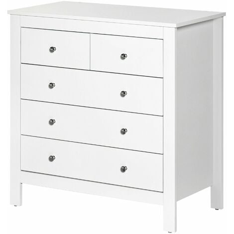 main image of "HOMCOM Chest Of 5 Drawers Home Bedroom Storage Unit Cabinet 80x79cm White"
