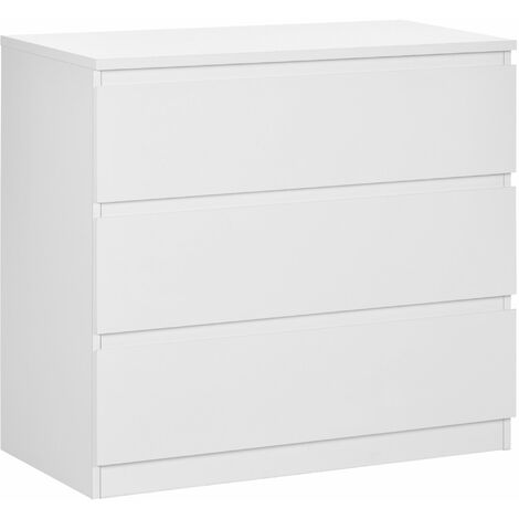 HOMCOM Chest of Drawers, 3 Drawer Storage Cabinet Unit for Bedroom, White