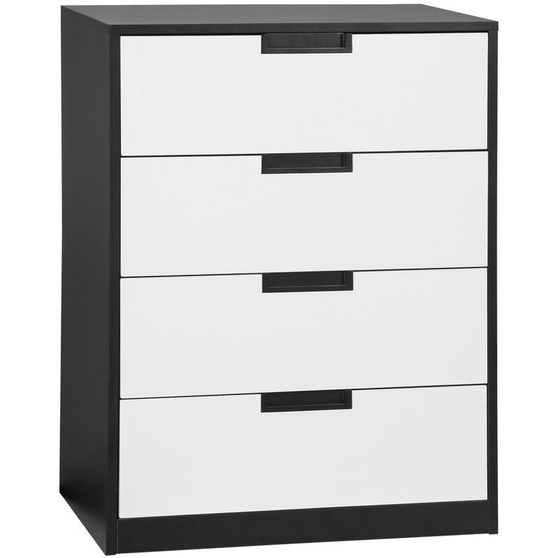 Homcom - Chest of Drawers, 4 Drawer Storage Cabinet Unit Bedroom Living Room - White, Black