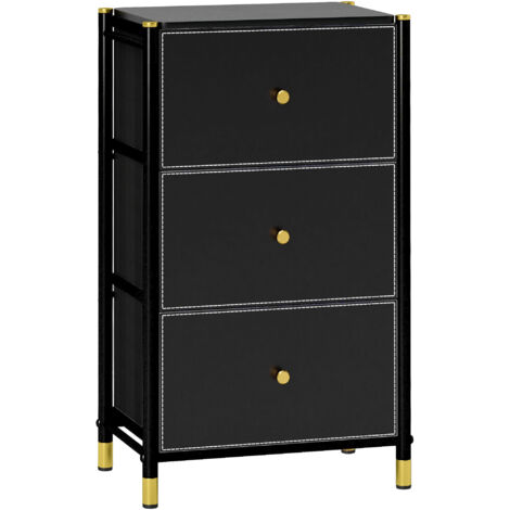 HOMCOM Chest of Drawers with 3 Drawers for Bedroom, Living Room, Black