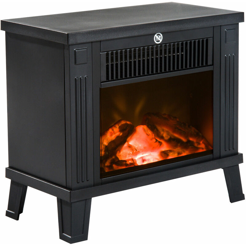 

Chimenea Eléctrica tipo Estufa Calefactor de Leña 600W/1200W 34x17x31cm Negro - Negro con Base