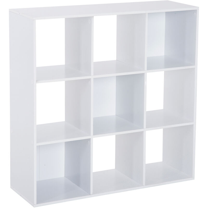 Chipboard 9 Compartments Cabinet Bookcase Storage Shelves Home - White - Homcom