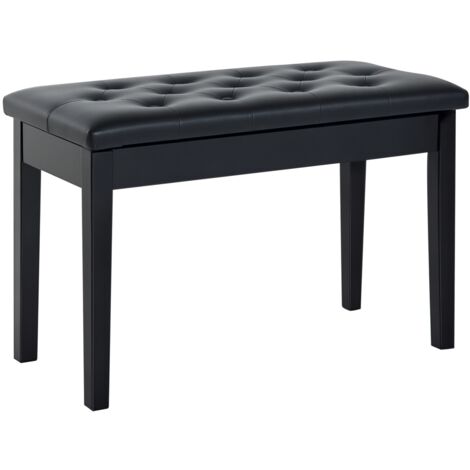 HOMCOM Classic Piano Bench Padded Seat Makeup Stool Solid Wood Wooden Black