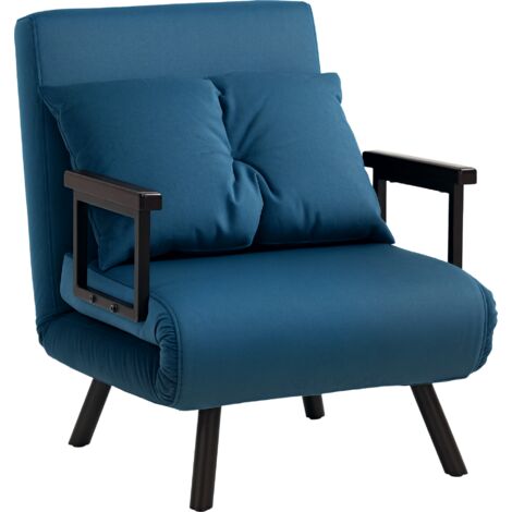 HOMCOM Click Clack Bed Settee for Living Room, Guest Room Blue-One Seater