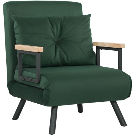HOMCOM Click Clack Bed Settee for Living Room, Guest Room Green-One Seater