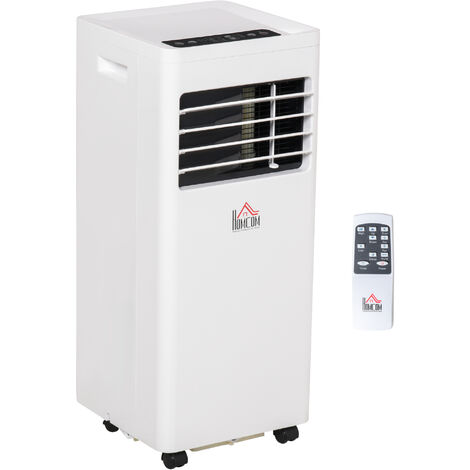 HOMCOM Climatiseur portable 8.000 BTU/h 860 W - ventilateur, déshumidificateur - réfrigérant naturel R290 - télécommande - débit d'air 300 m³/h - blanc