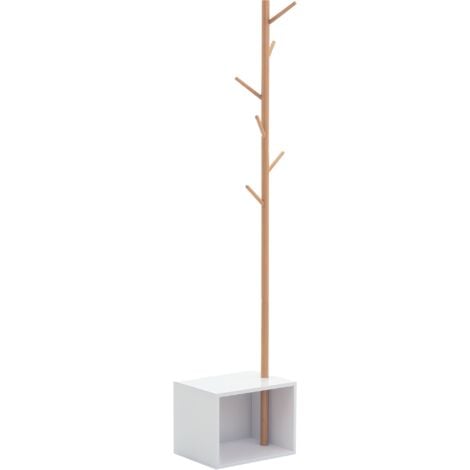 HOMCOM Coat Rack Storage Bench Hallway Tree Hat Hanger Entryway Bedroom Stand
