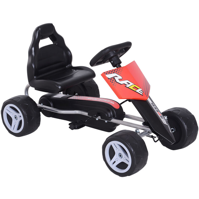 

Coche de Pedales Go Kart con Asiento Ajustable para Niños 3 Años Carga 30kg - Rojo y Negro