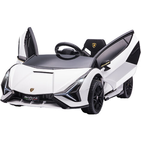 HOMCOM coche eléctrico Lamborghini SIAN 12V para niños de +3 años con mando a distancia apertura de puerta música MP3 USB y faros 3-8 km/h 108x62x40cm
