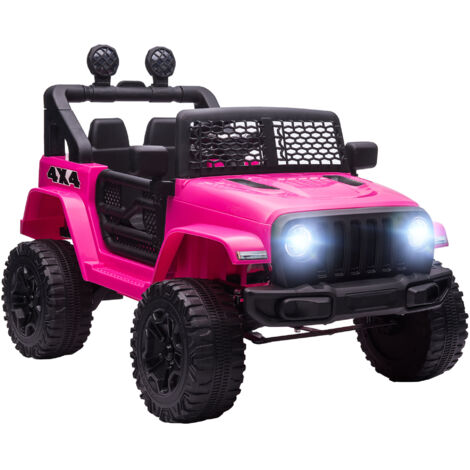 HOMCOM coche eléctrico para niños 12V, 2 motores, cntrol remoto 2,4G, velocidad hasta 5 km/h, sistema de suspensión, para niños de +3 años, rosa