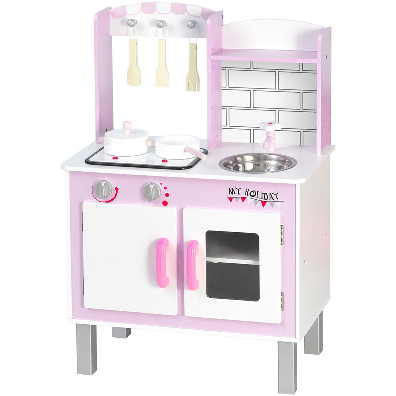 

Cocinita de Juguete con Sonido Armario Ganchos 5 Accesorios Incluidos Rosa - Rosa