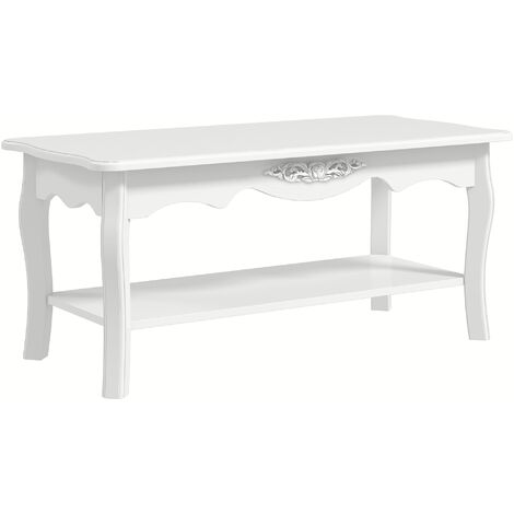 main image of "HOMCOM Coffee Tea Table Wooden Furniture 2 Layer Design w/ Storage Shelf"