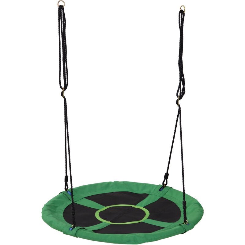 

Columpio Nido Infantil Columpio de Árbol Niños +3 Años Forma Redonda Carga 100kg - Negro y Verde
