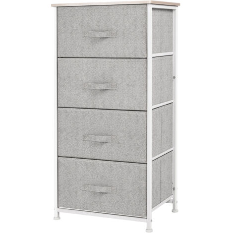 HOMCOM Commode en Tissu 4 Tiroirs Chiffonnier Rangement Métal 45x30x92 cm