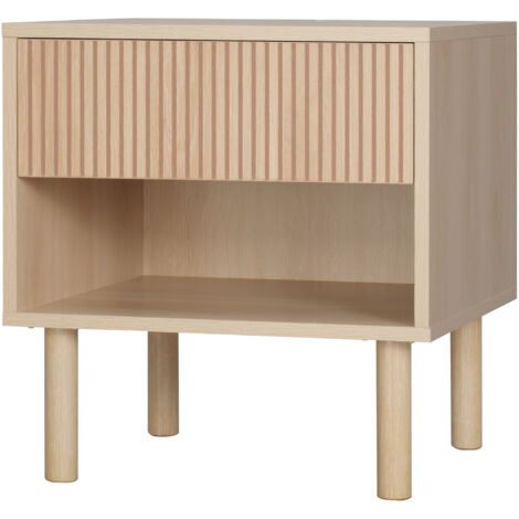 HOMCOM Comodino Moderno 47x47x50 cm con Cassetto e Ripiano Aperto Color Legno