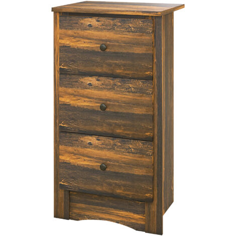 HOMCOM Comodino per Camera da Letto con 3 Cassetti 40x30x74 cm Marrone