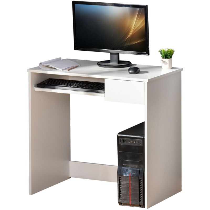 Compact Computer Table Writing Desk Home Workstation Furniture White - Homcom
