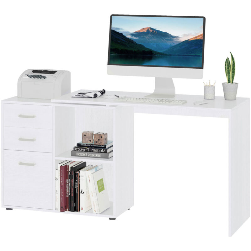 Homcom Computer Desk Table Workstation Home Office L Shape Drawer