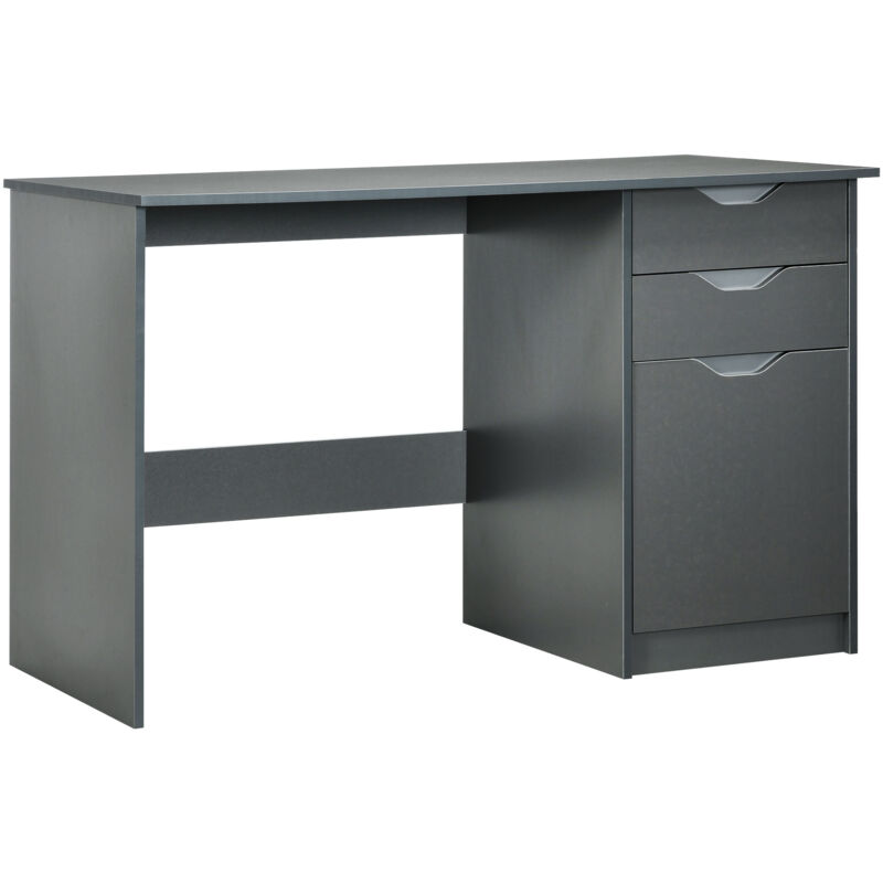 Homcom - Computer Desk W/ Drawers Modern Writing Workstation For Home Office Grey
