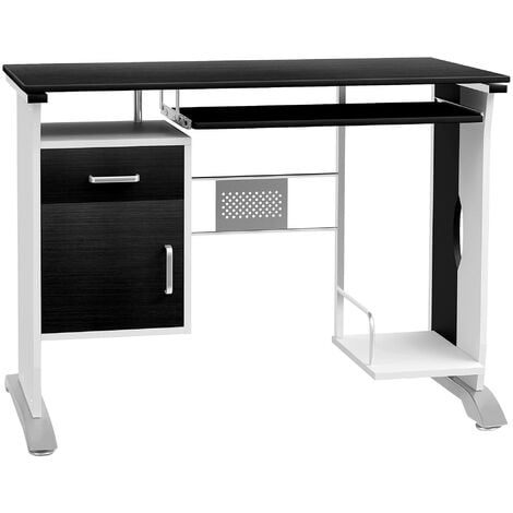 main image of "HOMCOM Computer Desk with Sliding Keyboard Tray Storage Drawers and Host Box Shelf Home Office Workstation (Black)"