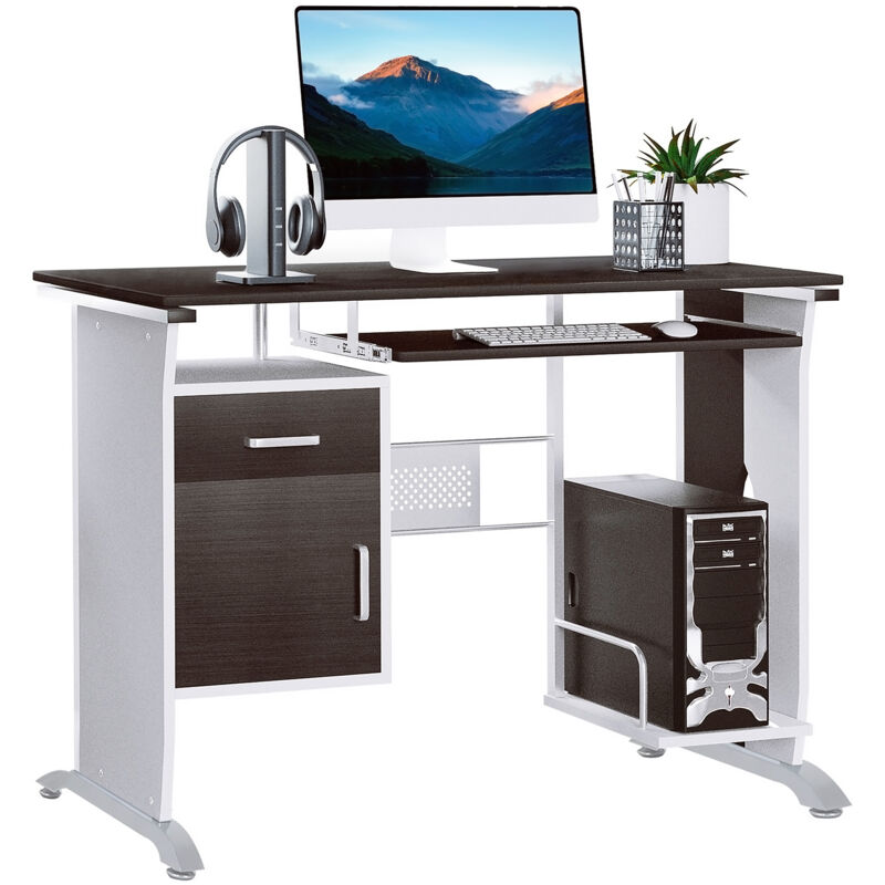 Homcom Computer Desk With Sliding Keyboard Tray Storage Drawers