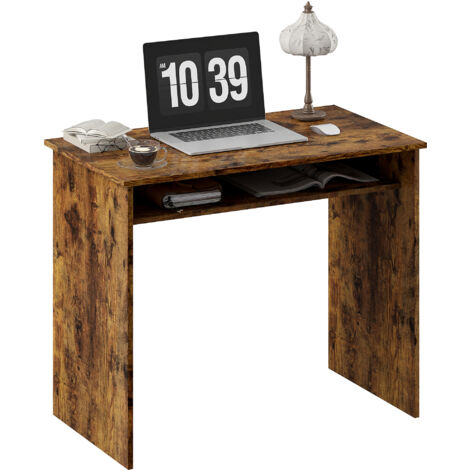 HOMCOM Computer Desk Writing Table Study Workstation Storage Rustic Brown