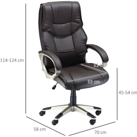 Homcom Computer Office Swivel Chair Desk Chair High Back Pu Leather Adjustable Brown Uk5550 3300br0331