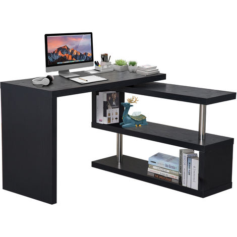 Homcom Computer Pc Desk Storage Display Shelf Shelving Wooden