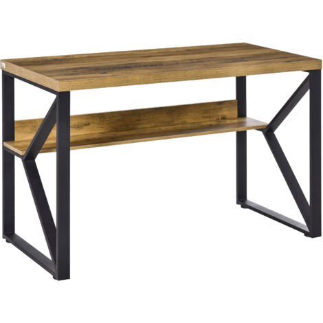HOMCOM Computer Writing Desk K-Shaped Steel Leg Storage Shelf Home Office