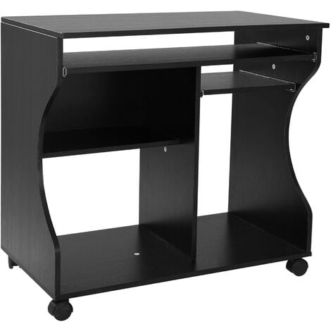 HOMCOM Computertisch mit Rollen Weiß 80 cm x 48 cm x 76 cm - schwarz