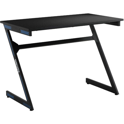 HOMCOM Computertisch Z-förmiges Design Schreibtisch mit Kopfhörerhaken Gaming Tisch PC Tisch Computer ergonomisch verstellbar Höhe Stahl MDF Schwarz 100 x 60 x 75 cm - schwarz