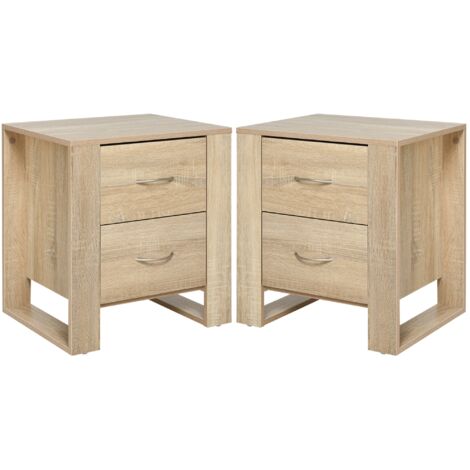 HOMCOM conjunto de 2 mesitas de noche mesillas de noche con cajones y estilo moderno mesas auxiliares para dormitorio salón 48x39x54 cm