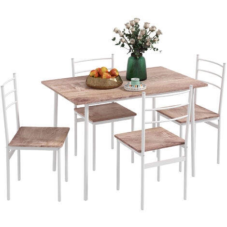 HOMCOM conjunto de comedor 5 piezas juego de 1 mesa y 4 sillas con pies acero para cocina restaurante 110x70x75 cm