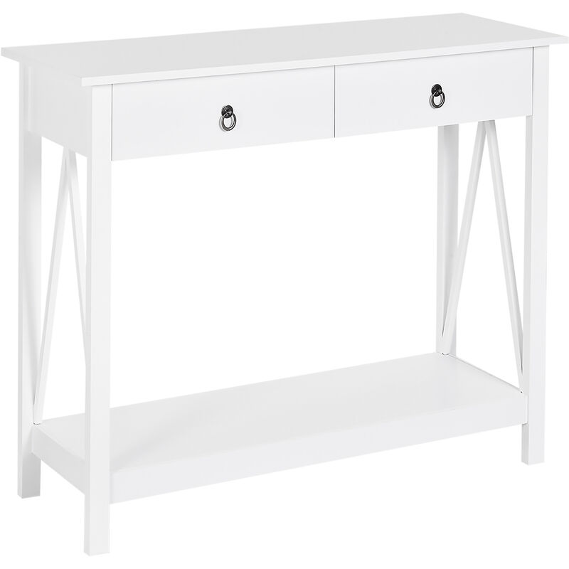 

Consola para Recibidor con 2 Cajones y 1 Estante Inferior Fondo Estrecho - Blanco